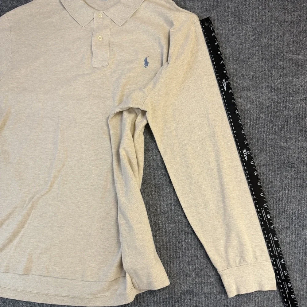 Polo By Ralph Lauren Polo Shirt Mens 2XL Beige Mesh Long Sleeve Pony USA Made